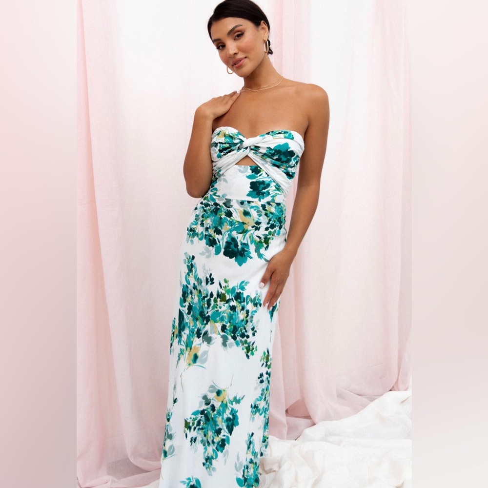 Petal & Pup White and Green Floral Midi Dress